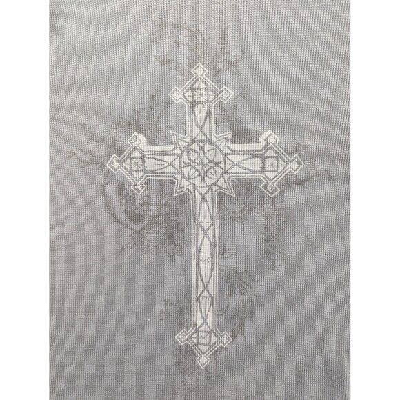 LL COOL J Shirt Mens Extra Large Gray Thermal Waffle Long Sleeve Cross Graphic - Picture 2 of 8